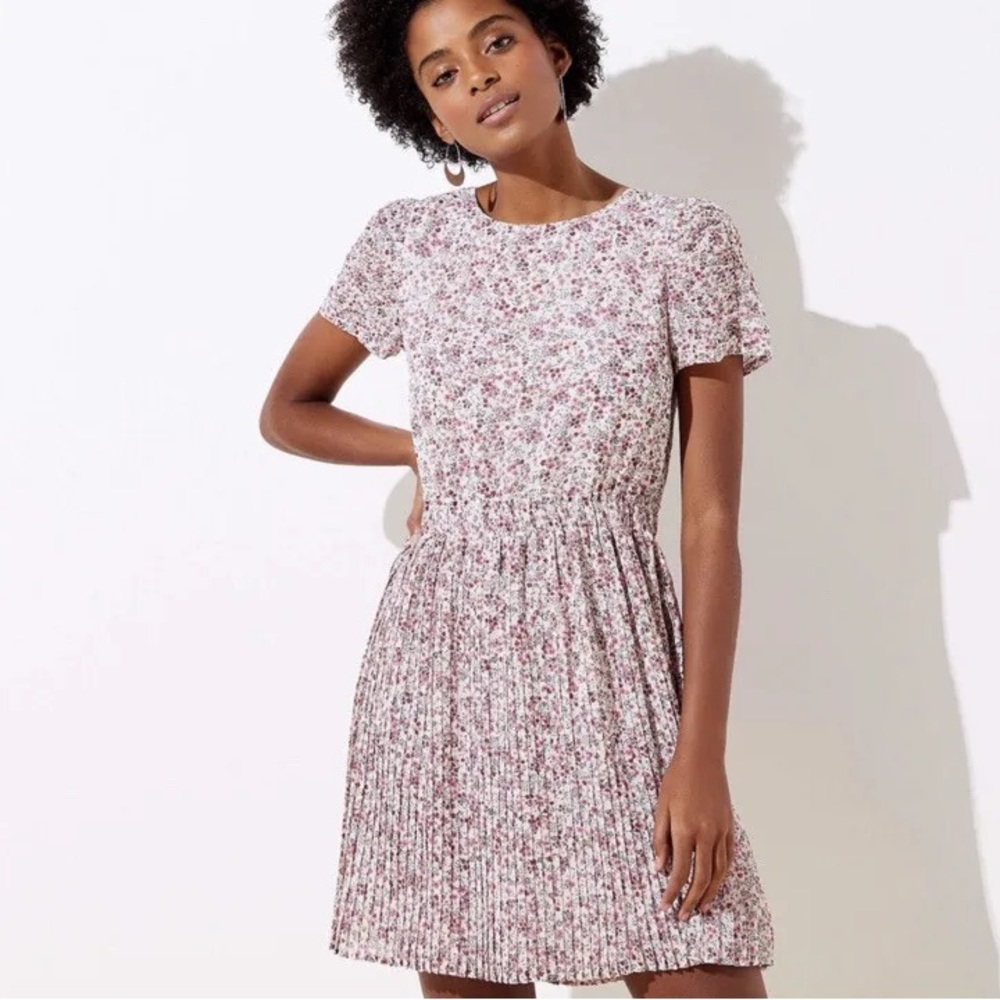 LOFT PLUS ✨ NWT Garden Party Pink Floral Pleated Dress Size 20
